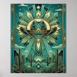 Art Deco Cowboy Hut Poster - Geometrischer Western