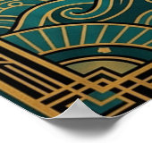 Art Deco Cowgirl Pferdemonument Sonnenstrahlen Poster (Ecke)