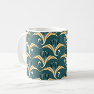 Art Deco Crane - blauer Hintergrund Kaffeetasse