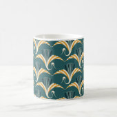 Art Deco Crane - blauer Hintergrund Kaffeetasse (Mittel)
