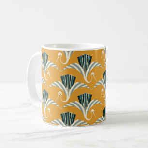 Art Deco Crane - gelber Hintergrund Kaffeetasse