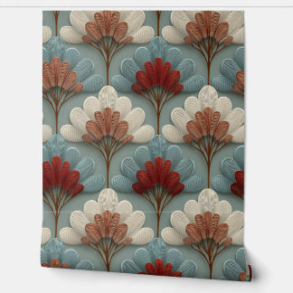 Art Deco Cream and Blue Fans Tapete