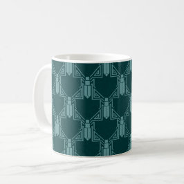 Art Deco Crickets - Dunkle Pfau Blue Coffee Tasse