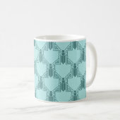 Art Deco Crickets - Light Turquoise Coffee Tasse (VorderseiteRechts)