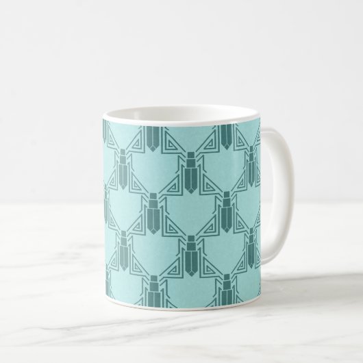 Art Deco Crickets - Light Turquoise Coffee Tasse (VorderseiteRechts)