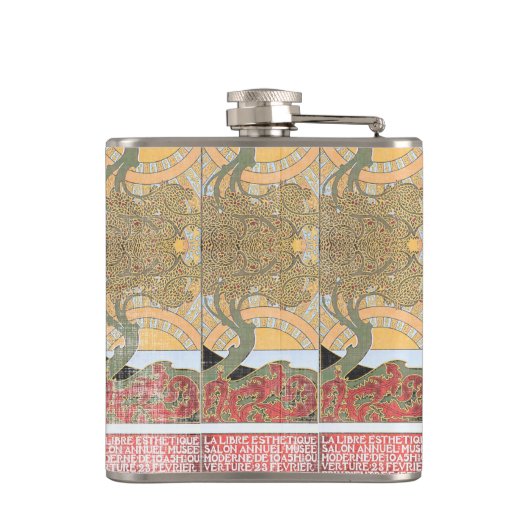 Art Deco Crossed Arrow Swirl Tree Flachmann (Rückseite)