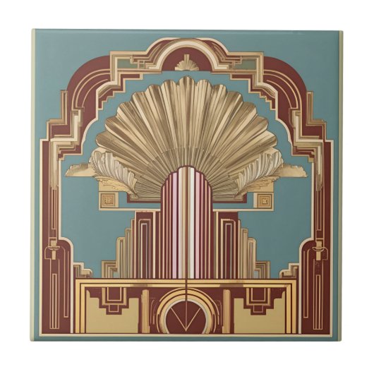 Art Deco Crowned Structure Keramik Tile Fliese (Vorderseite)