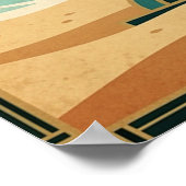 Art Deco Cubist Woman Celestial Sunburst Gold Teal Poster (Ecke)