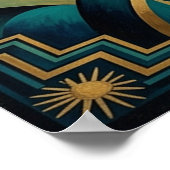 Art Deco Cubist Woman Sunset Gold Teal Poster (Ecke)
