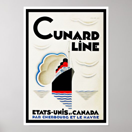 Art Deco Cunard Line Poster (Vorne)