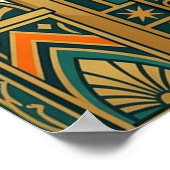 Art Deco Curtain Climbing Cat Wall Art Poster (Ecke)