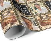Art Deco Custom Age Photo Birthday Black Gold Chic Geschenkpapier (Rolleneckpunkt)