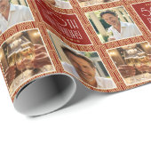 Art Deco Custom Age Photo Birthday Red Gold Chic Geschenkpapier (Rolleneckpunkt)
