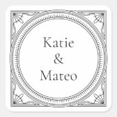 Art Deco Custom Couple's Names Elegant Quadratischer Aufkleber (Vorderseite)