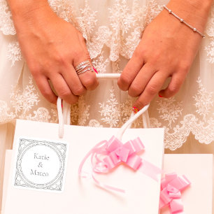 Art Deco Custom Couple's Names Elegant Quadratischer Aufkleber