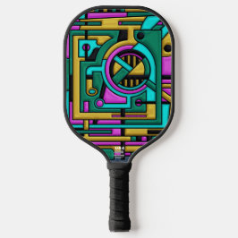 Art Deco Cyberpunk Geometric Fusion Pickleball Schläger