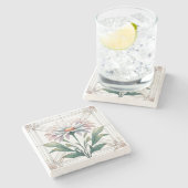Art Deco Daisy Stone Untersetzer (Seitenansicht)