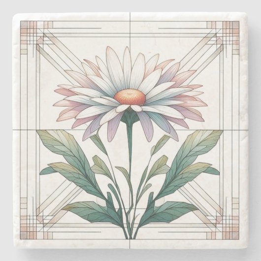 Art Deco Daisy Stone Untersetzer (Vorderseite)