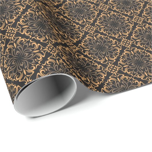 Art Deco Damask Ausgereiftes Wrapping Paper Geschenkpapier (Rolleneckpunkt)