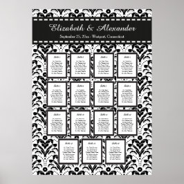 Art Deco Damask Hochzeit 15 Tafelsitzkarten Poster