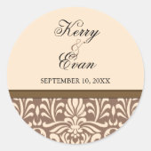 Art Deco Damask Wedding Sticker (Vorderseite)