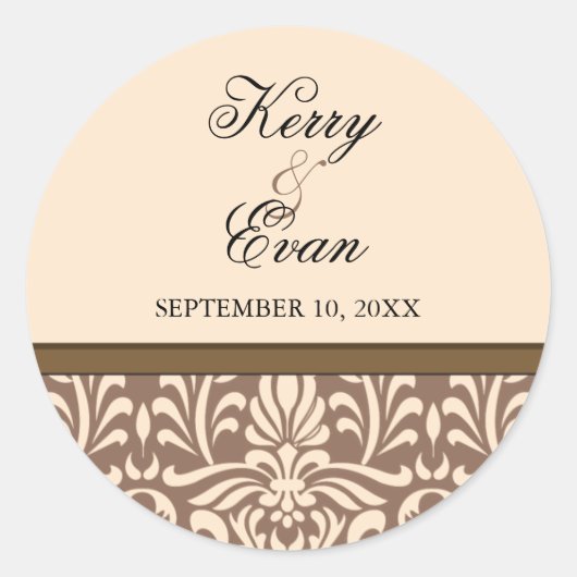Art Deco Damask Wedding Sticker (Vorderseite)