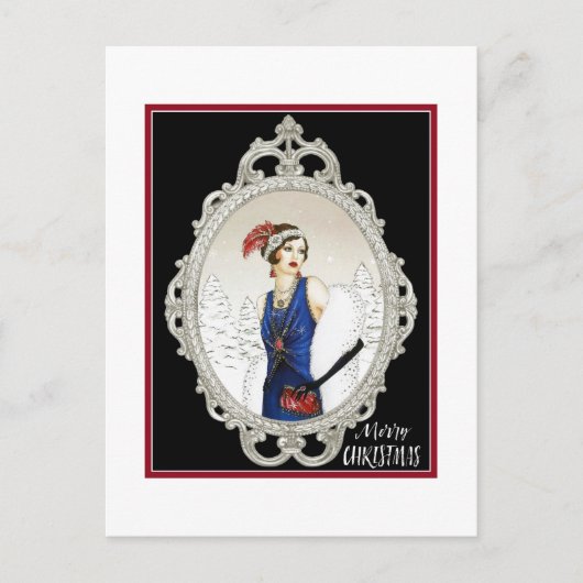 Art-Deco-Dame der 1920er Jahre Postkarte (Vorderseite)