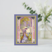 Art Deco Dame im Garten Postkarte (Stehend Vorderseite)