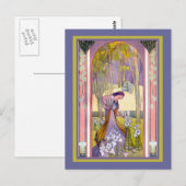 Art Deco Dame im Garten Postkarte (Vorne/Hinten)