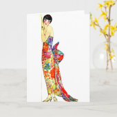 Art-Deco-Dame in formalem Gewand Karte (Gelbe Blume)
