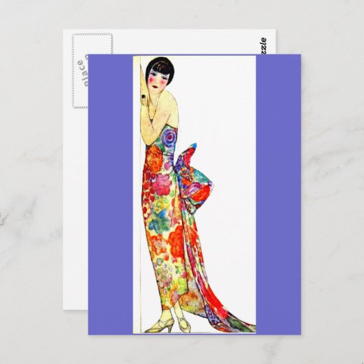 Art-Deco-Dame in formalem Gewand Postkarte (Vorne/Hinten)