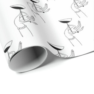 Art Deco Dame mit Champagnerglas in der Hand Geschenkpapier