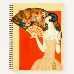 Art Deco Dame mit Fächer Notizblock