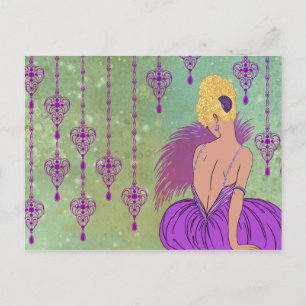 Art Deco Dame mit Juwelen - BIANCA: Frühlingsflied Postkarte