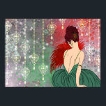 Art-Deco-Dame mit Juwelen - BIANCA: Weihnachten Poster<br><div class="desc">Unsere wunderschöne Bianca ist in einem vollen Rock gekleidet und ihr Top hat Gurte, die aus Schmuckstränden bestehen. Sie hält einen Federn-Fan und sitzt vor einem Hintergrund von subtilen Grunge, Punkten und Sternen; überlagert mit schönen hängenden Juwelen. Das Haar von Bianca ist eine Masse von Curlen in einem fabelhaften Oudo,...</div>