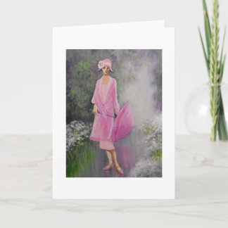 Art Déco, Dame mit Sonnenschirm, Note Card Karte