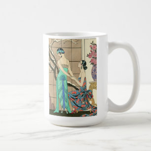 Art Deco Damen Am Fenster Becher Kaffeetasse