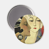 Art Deco Damen Magnet (Vorderseite/Rückseite)