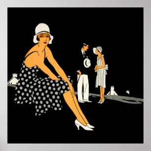 Art Deco Damenschuhe Punkte Schwarz Poster