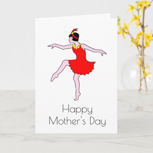 Art Deco Dancer Frohe Muttertag Karte (Gelbe Blume)