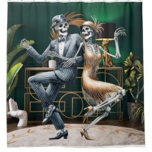 Art Deco Dancing Skeletton Dusche Vorhang
