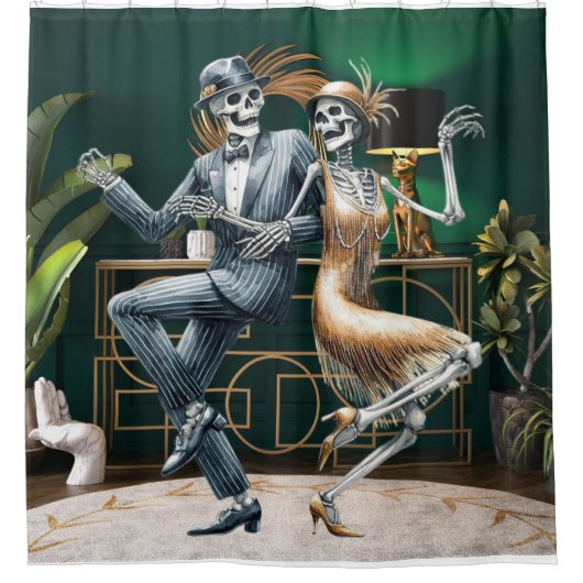 Art Deco Dancing Skeletton Dusche Vorhang (Vorderseite)