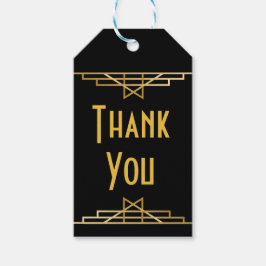 Art Deco Danke an Black & Gold Great Gatsby Party Geschenkanhänger