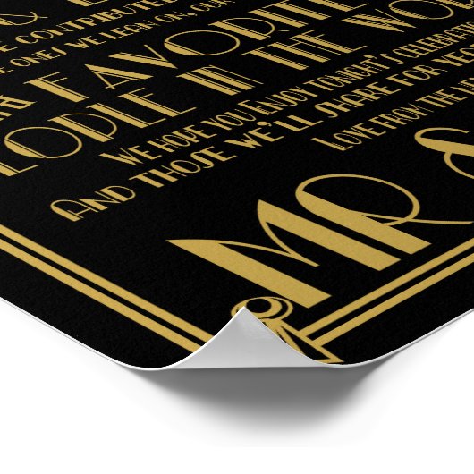 Art Deco Danke Ihr Tisch Hochzeitszeichen Poster (Ecke)