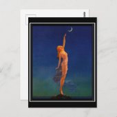 Art Déco - Das Button auf dem Mond Postkarte (Vorne/Hinten)