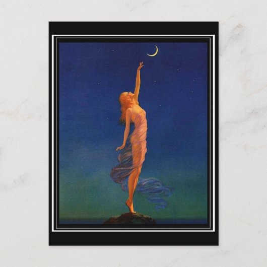 Art Déco - Das Button auf dem Mond Postkarte (Vorderseite)