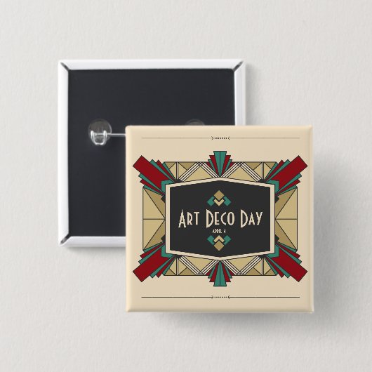 Art Deco Day Design Button (Vorne & Hinten)