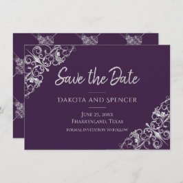 Art Deco Decadence | Lila und silber Filigree Save The Date