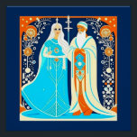 Art Deco Ded Moroz und Snow Maiden Poster<br><div class="desc">Art Deco Stil Ded Moroz oder Großvater Frost und Snegurochka,  der Schneemeister.</div>