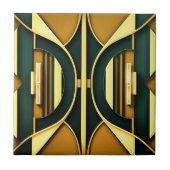 Art Deco Deep Emerald und Gold Tile Fliese (Vorderseite)